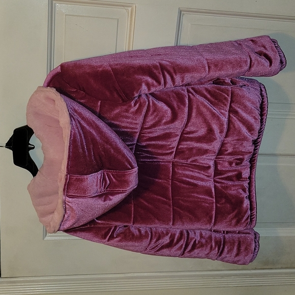Pink Velvet Puffer Jacket - Picture 2 of 2
